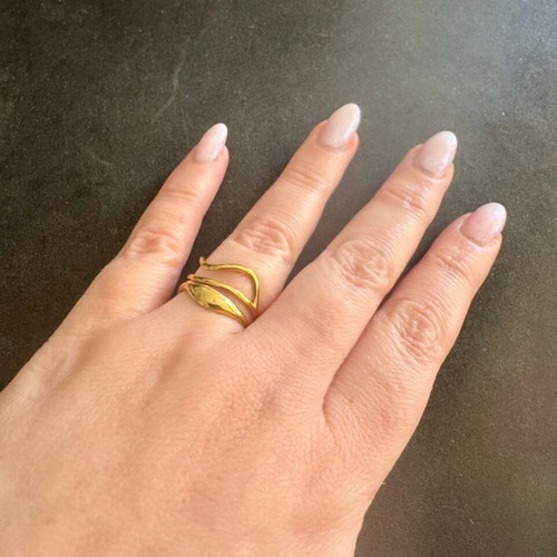 Triple ring new, adjustable size, gold-colored