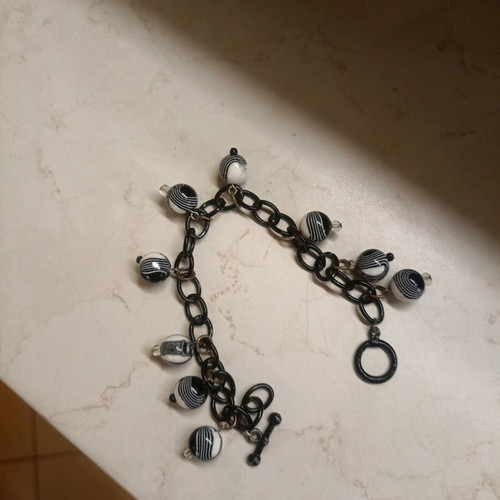 Beaded bracelets used, pack of 2, colorful and black and white