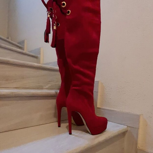 Makis Fardoulis tall boots new, wine red size 36