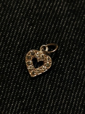 Heart pendant new with rhinestones silver