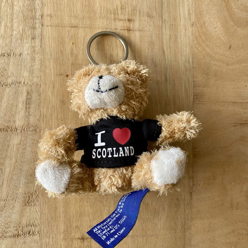 Plush Teddy Bear Keychain I Love Scotland New