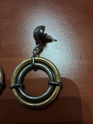 Dangling earrings 90s like new, vintage black and gold