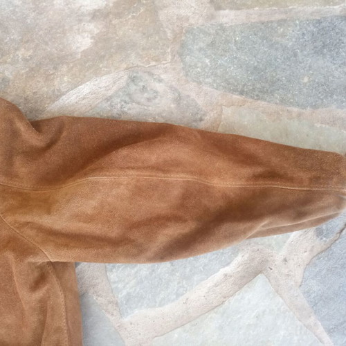 Bomber jacket Schott made of quality goat suede used, brown, size 48