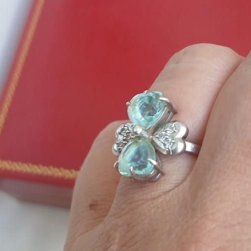 Ring with natural topaz, silver 925, 17 mm