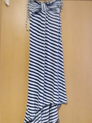 Benissimo dress white-blue striped, long, like new