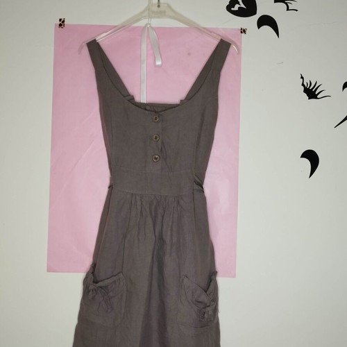 Linen dress brown chocolate minimal, like new, medium size