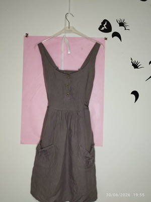 Linen dress brown chocolate minimal, like new, medium size