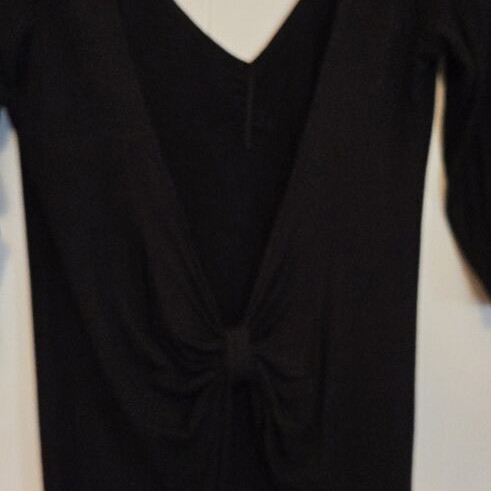 Blasting black fitted dress with open back, size M