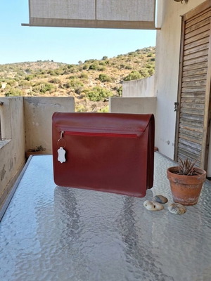 Crossbody bag like new, handmade red genuine leather