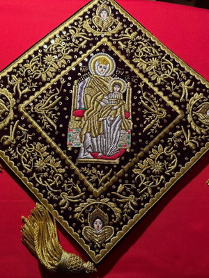 Epigonatio with Virgin Mary Enthroned embroidery, handmade, new