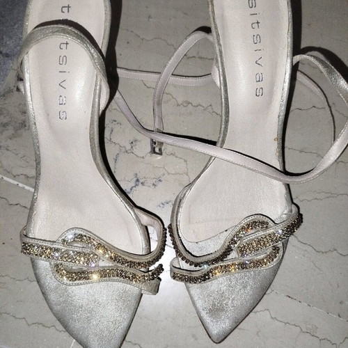 Tsitsivas leather sandals with Swarovski like new, size 38, gold