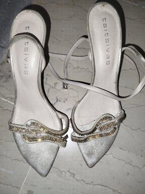 Tsitsivas leather sandals with Swarovski like new, size 38, gold