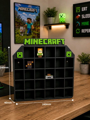 Minecraft Display για φιγούρες σαν καινούργιο, συλλεκτική βάση Kinder Joy & Funko