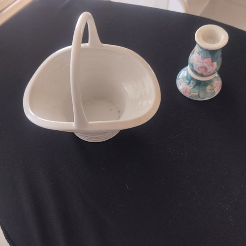 Decorative basket and candle holder vintage pieces like new