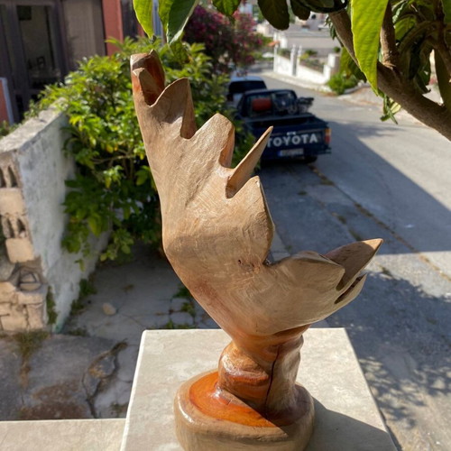 Woodcarving artwork from natural eucalyptus wood