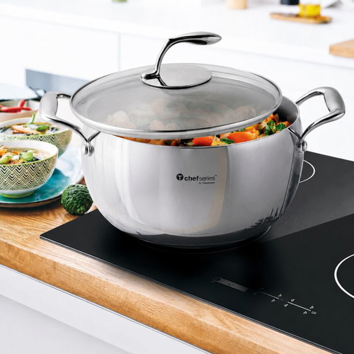 ChefSeries 7.6L pot new, stainless steel with glass lid