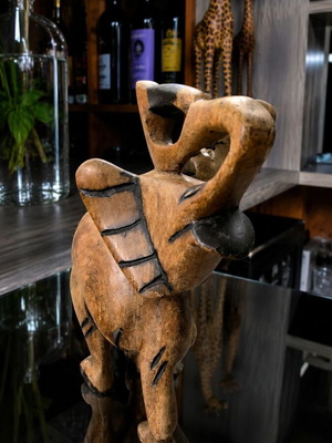 Wooden Elephant Vintage 27 Years Old, Used Solid Wood Sculpture
