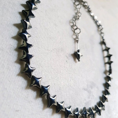 Gunmetal Hematite North Star Choker stainless steel handmade