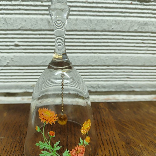 Crystal decorative bell used, 24% lead crystal with autumn flowers