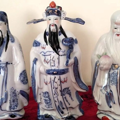 Porcelain figures of Chinese deities set of 3, new