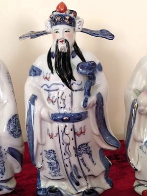 Porcelain figures of Chinese deities set of 3, new