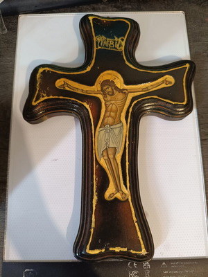Wooden cross with Christ, like new