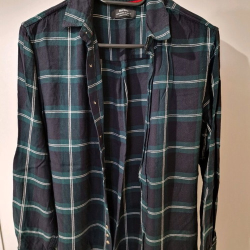 Bershka checked shirt size XS like new, green-black