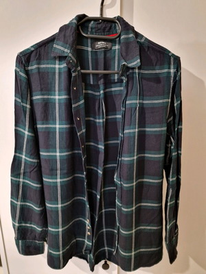 Bershka checked shirt size XS like new, green-black