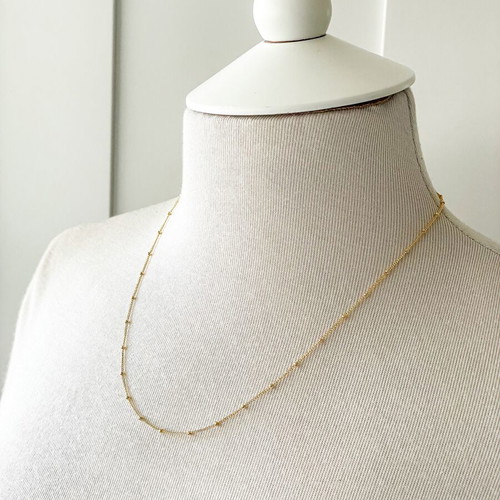 Gold thin ball chain necklace with clasp and extension, new