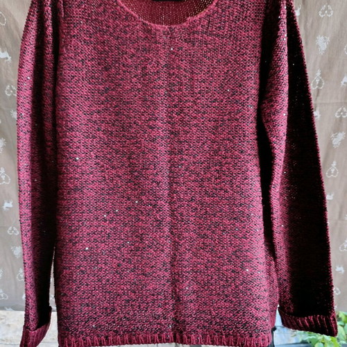 Pullover used, size M/L, red with sequins