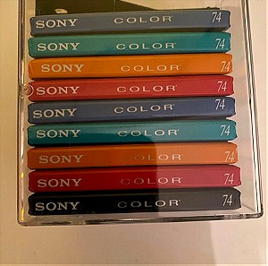 New Sony MiniDisc 74 9-pack with storage case Color Collection