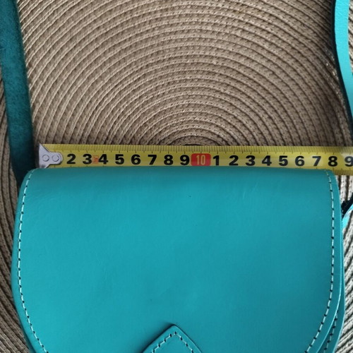 Handmade leather crossbody bag, turquoise