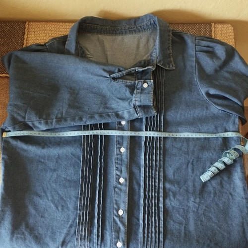 Denim blouse for plus size women, size XXXL, blue