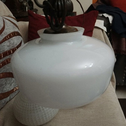 Lampshades and base used, set of two white