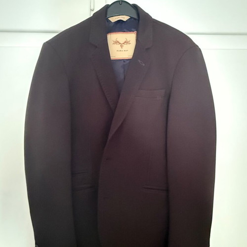 Zara black blazer with textured knit, size 50 (medium)