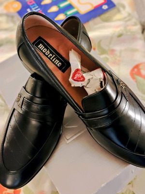 Leather men's shoes handmade, new, size 41, black