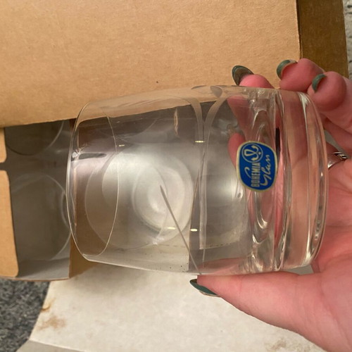 Vintage LR Crystal Lednicke Rovne Slovakia glasses set of 6, like new