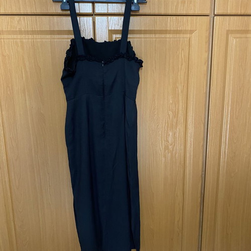 Glamorous black midi dress with open back and side slits