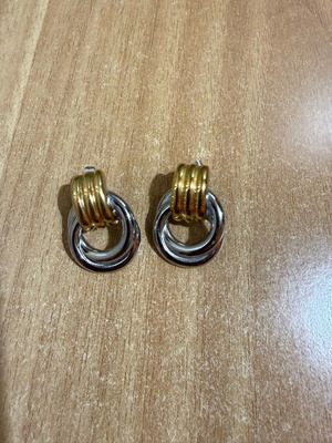 Two-tone earrings like new, gold and silver, stainless steel