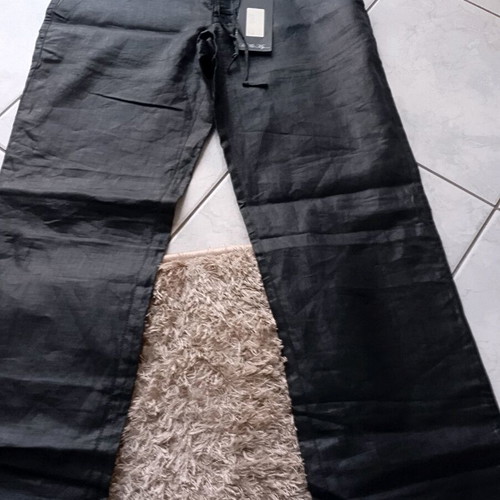 Women's linen pants new, size M, black with pockets and drawstrings