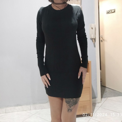 Black woolen blouse dress like new