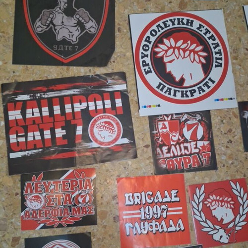 Olympiacos stickers set, like new, pack of 25