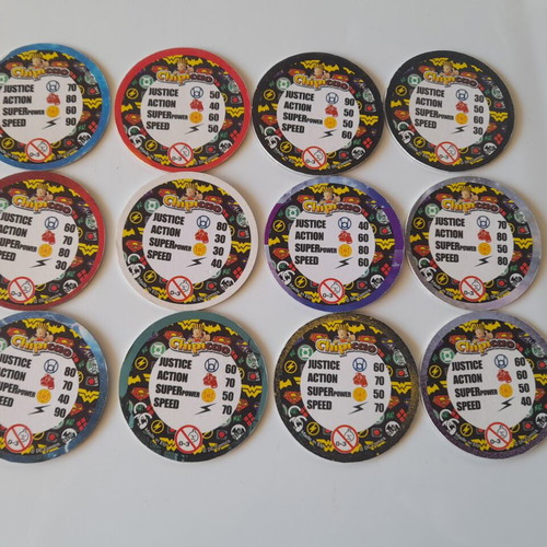 Chipicao DC Justice League 12 used tazos (2019)