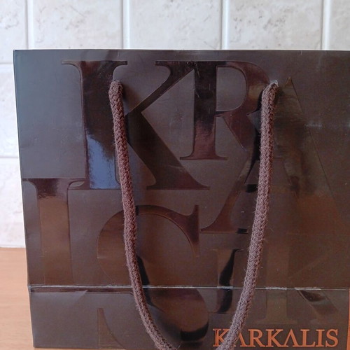 Karkalis luxury paper gift bag used with brown cord handles