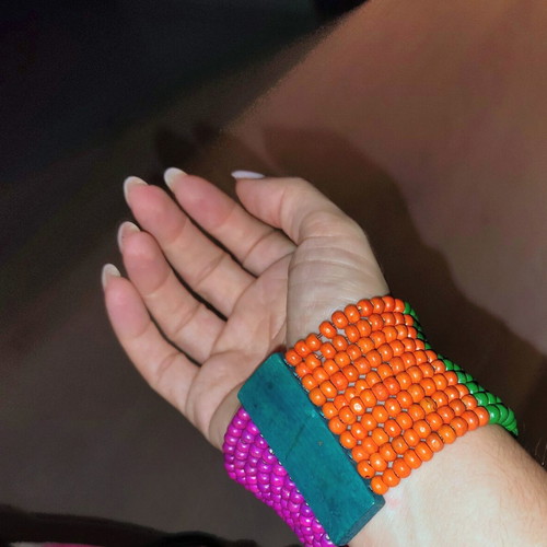 Wooden boho bracelet used, multicolored