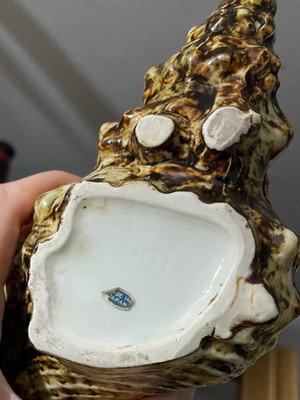 Japanese Ceramic Shells vintage pair with iridescent glaze