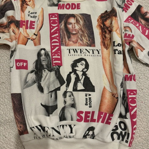 Y2K sweater like new, white and pink, size XS-S