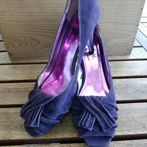 Vintage purple peep-toe heels used, size 39, Kokette