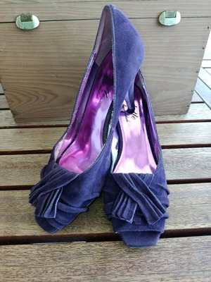 Vintage purple peep-toe heels used, size 39, Kokette