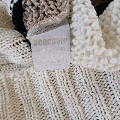 Scandalo cotton knit summer blouse like new, black and beige, size S/M